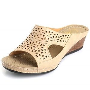 Alexis Leroy Hollow Out Slip on Wedge Slides